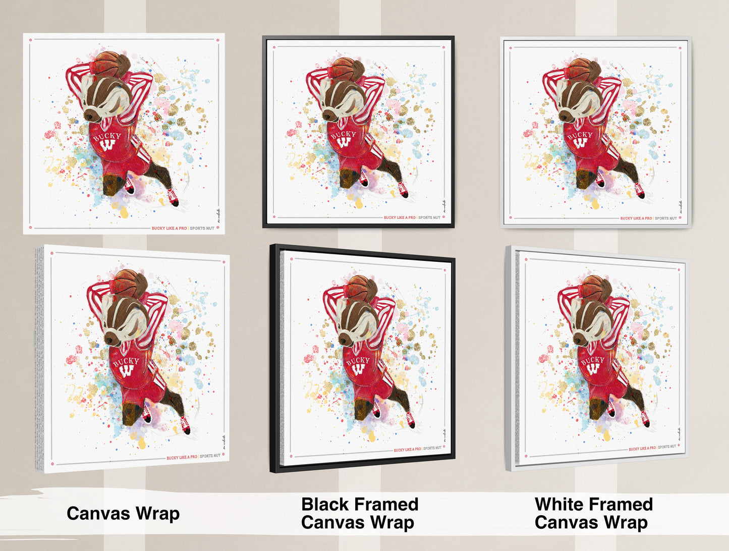 UW Bucky Badger Basketball Art: Wisconsin Sports Nut Canvas Print