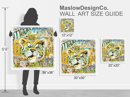 MU Mizzou Truman the Tiger Tail Art: University of Missouri Splatter Paint Canvas Print