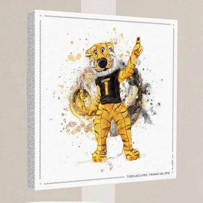 MU Mizzou Truman the Tiger Tail Art: University of Missouri Splatter Paint Canvas Print