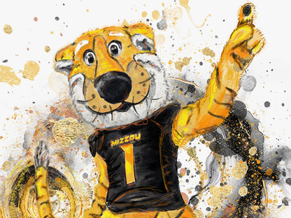 MU Mizzou Truman the Tiger Tail Art: University of Missouri Splatter Paint Canvas Print