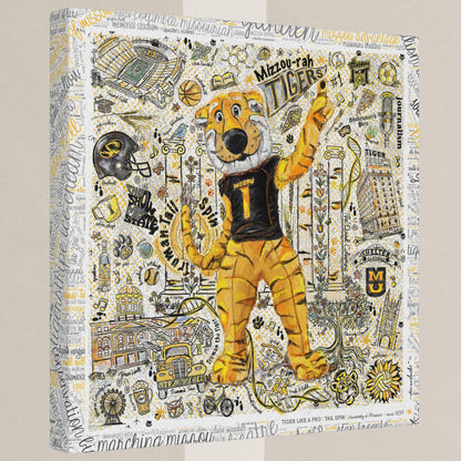 MU Mizzou Truman Tiger Tail Spin Line Art: University of Missouri Canvas Print