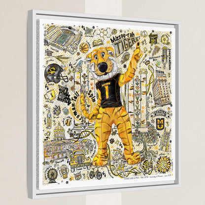 MU Mizzou Truman Tiger Tail Spin Line Art: University of Missouri Canvas Print
