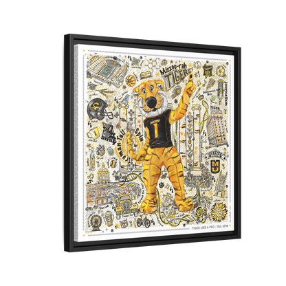 MU Mizzou Truman Tiger Tail Spin Line Art: University of Missouri Canvas Print