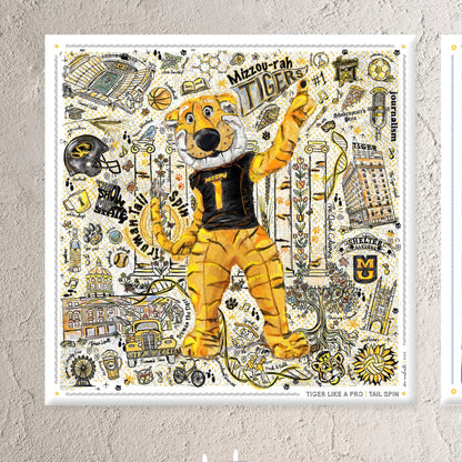 MU Mizzou Truman Tiger Tail Spin Line Art: University of Missouri Canvas Print