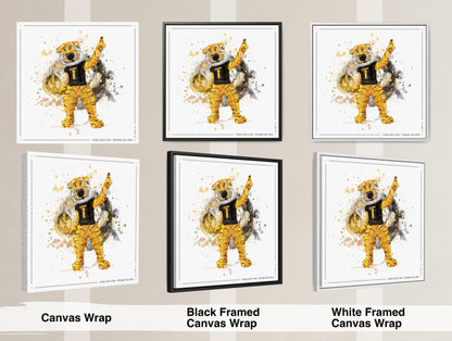MU Mizzou Truman the Tiger Tail Art: University of Missouri Splatter Paint Canvas Print