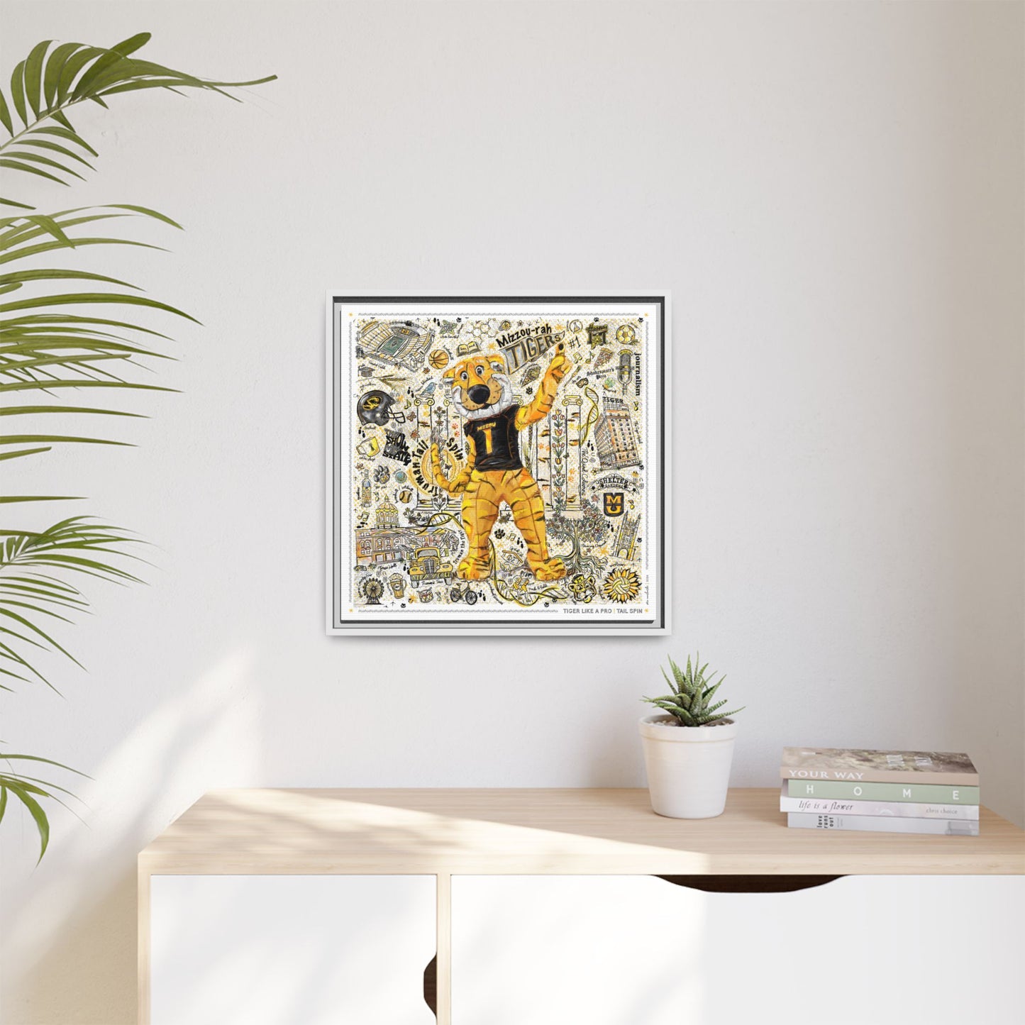 MU Mizzou Truman Tiger Tail Spin Line Art: University of Missouri Canvas Print