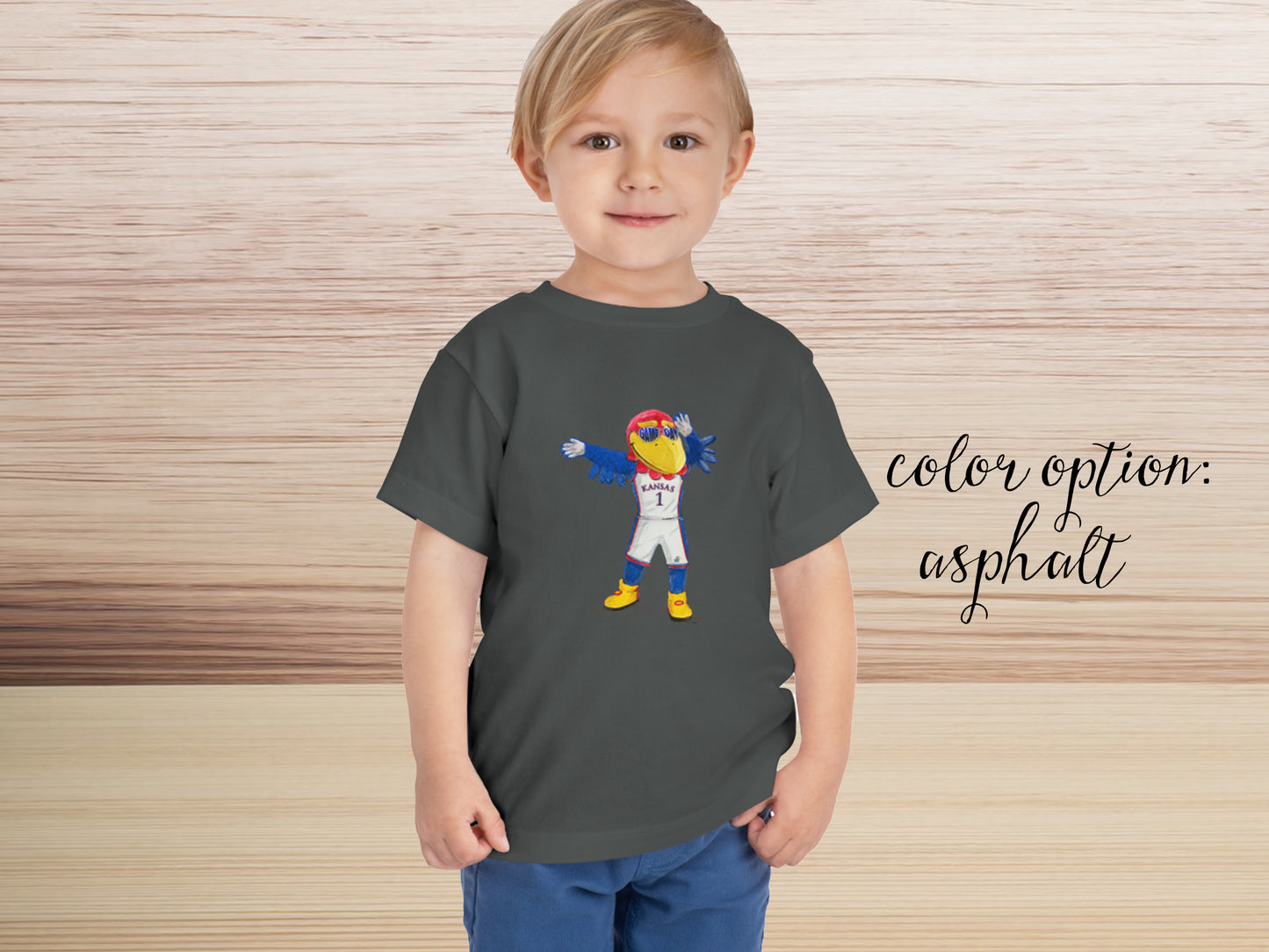 Toddler Kansas Game Day Jayhawks Tees | Wave the Wheat | Kids Tees | t-shirt | 2T | 3T | 4T | 5T | Illustration | Kansas | KU