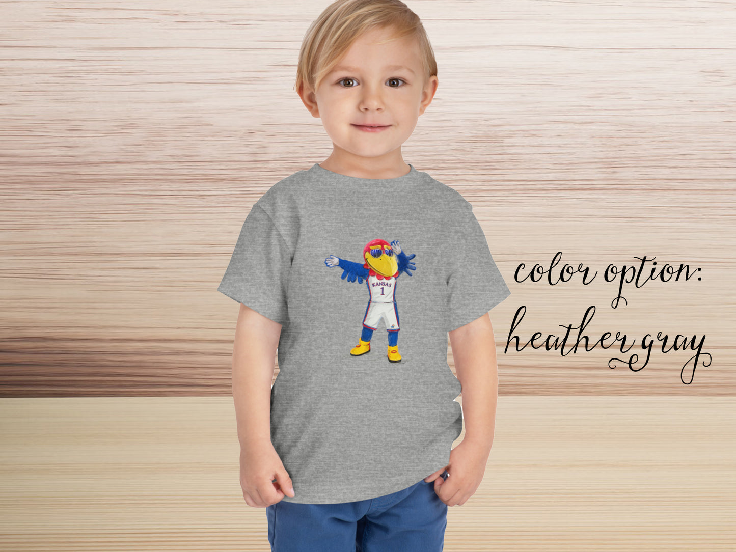 Toddler Kansas Game Day Jayhawks Tees | Wave the Wheat | Kids Tees | t-shirt | 2T | 3T | 4T | 5T | Illustration | Kansas | KU