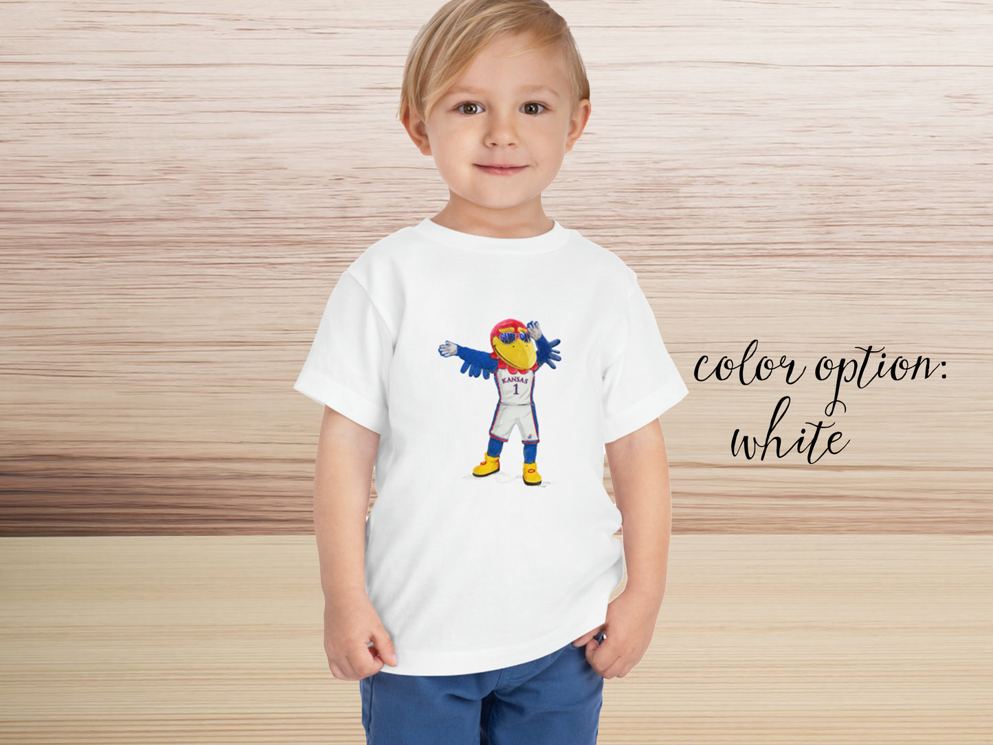 Toddler Kansas Game Day Jayhawks Tees | Wave the Wheat | Kids Tees | t-shirt | 2T | 3T | 4T | 5T | Illustration | Kansas | KU