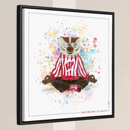 UW Bucky Badger Just Breathe Art: Wisconsin Splatter Paint Canvas Print