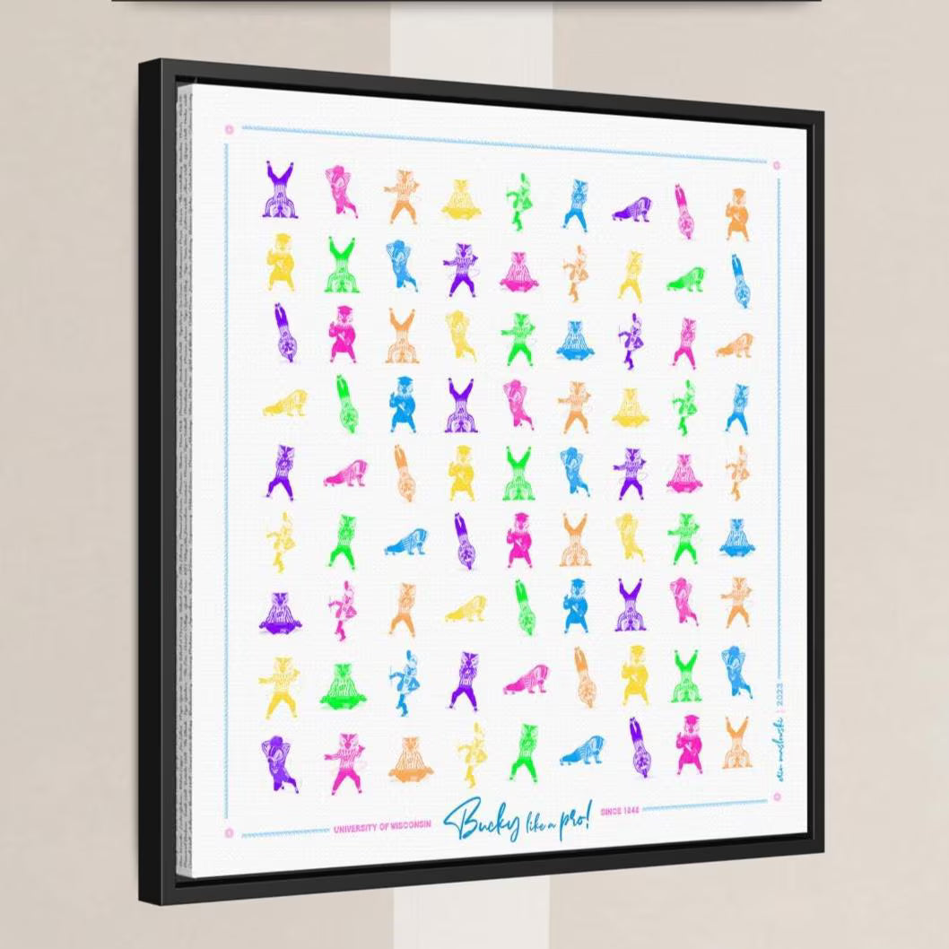 UW Bucky Pattern Bright Art: Wisconsin Canvas Print