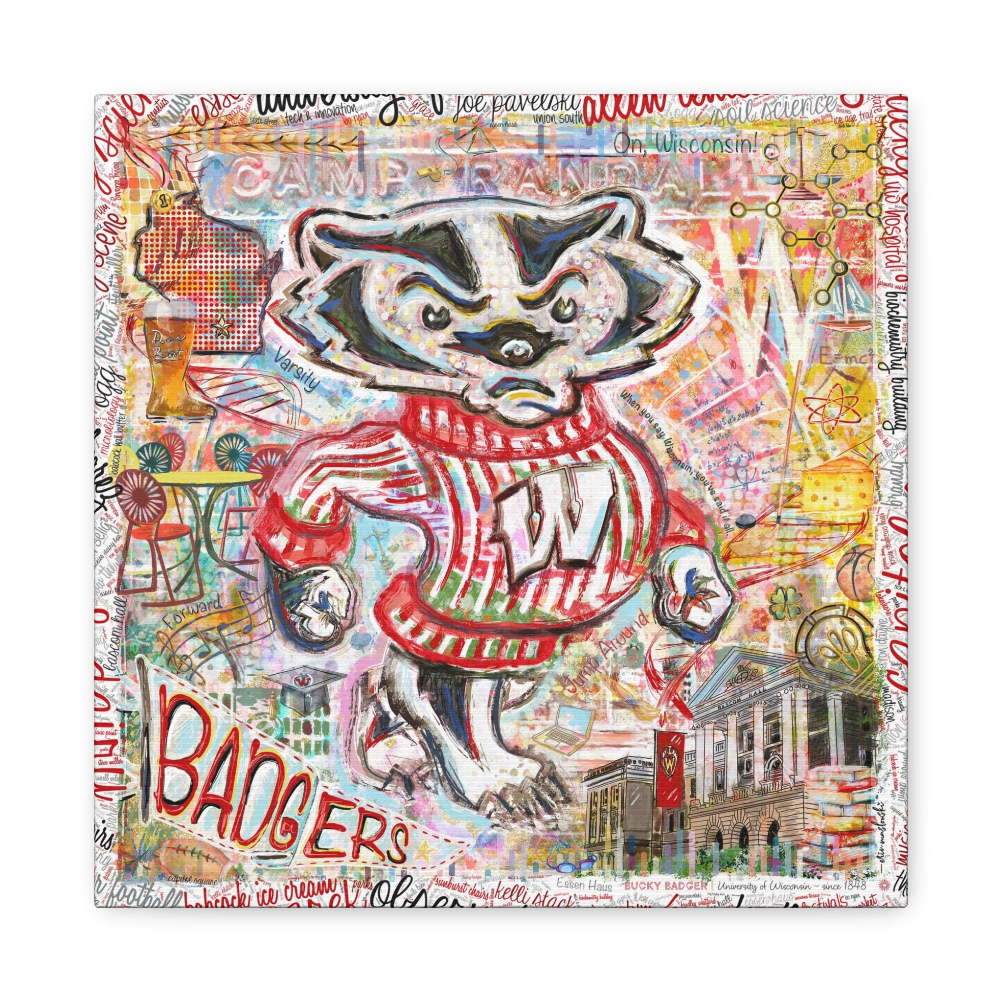 Dave Badger 希少 デビッド・バジャー 501ホッパー 直筆サイン Bucky Badger Canvas Print | MaslowDesignCo Wisconsin Art