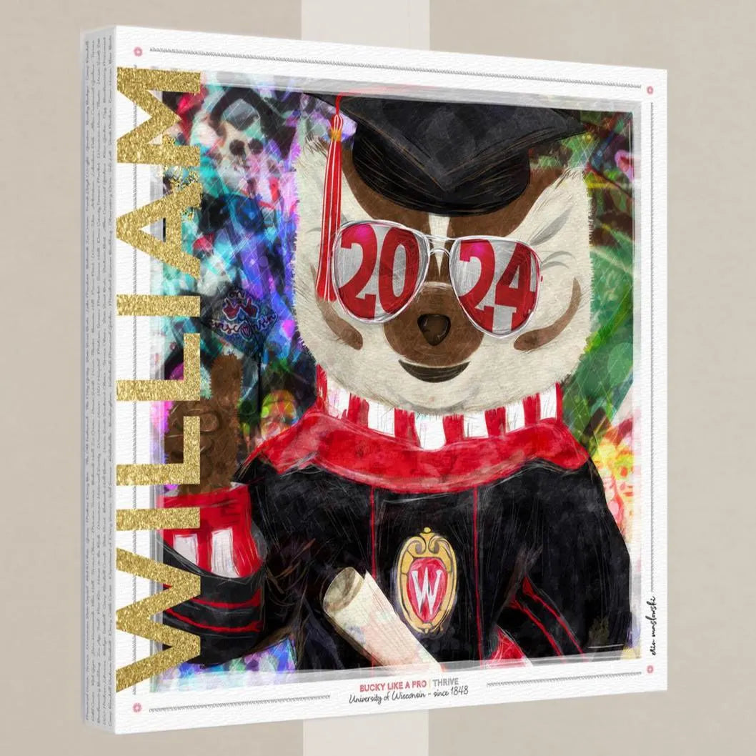 UW Personalized Bucky Badger Graduation Canvas Print