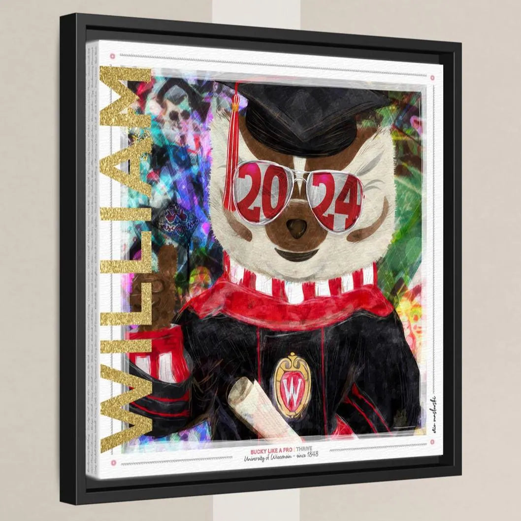 UW Personalized Bucky Badger Graduation Canvas Print