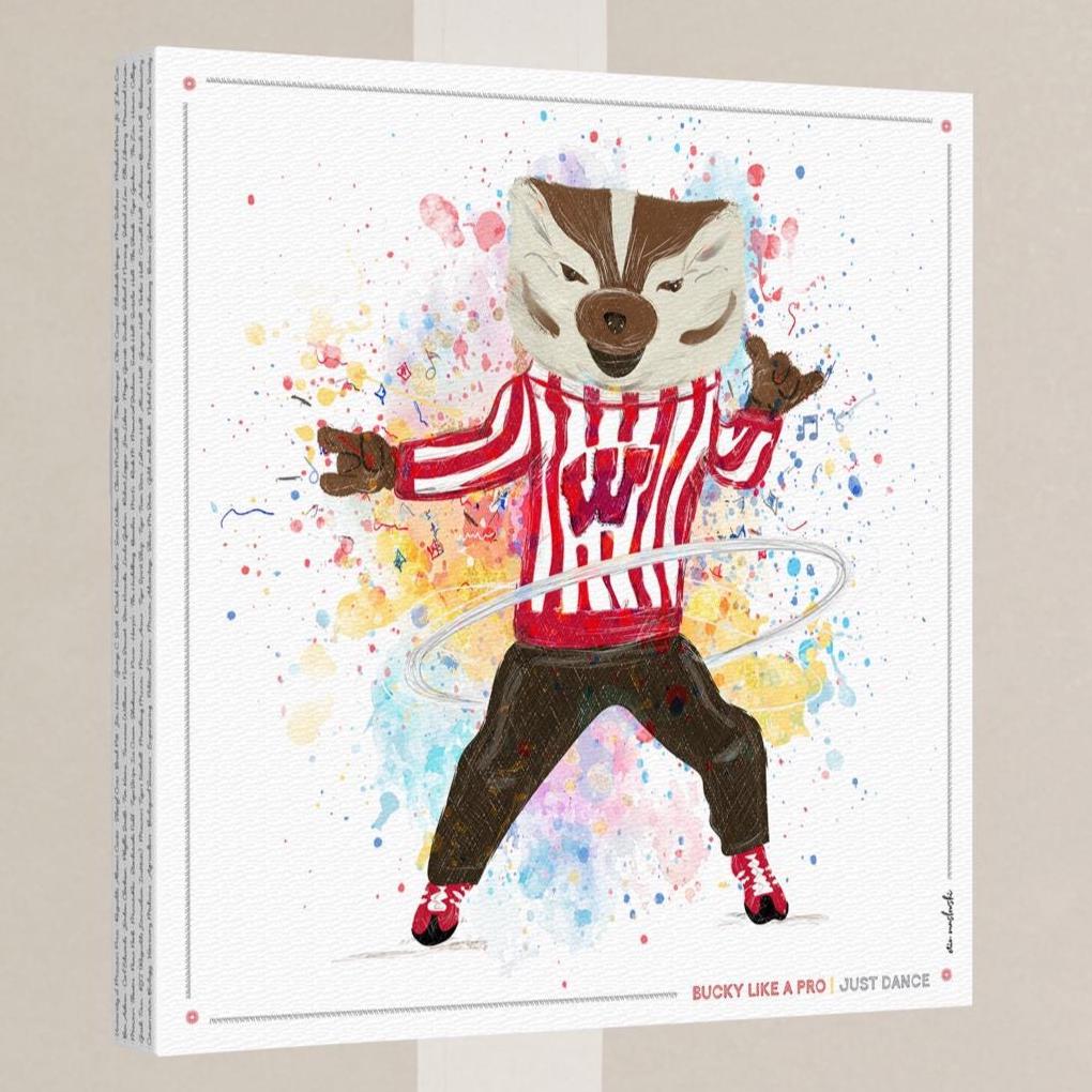 UW Bucky Badger Just Dance Art: Wisconsin Hula Hoop Canvas Print