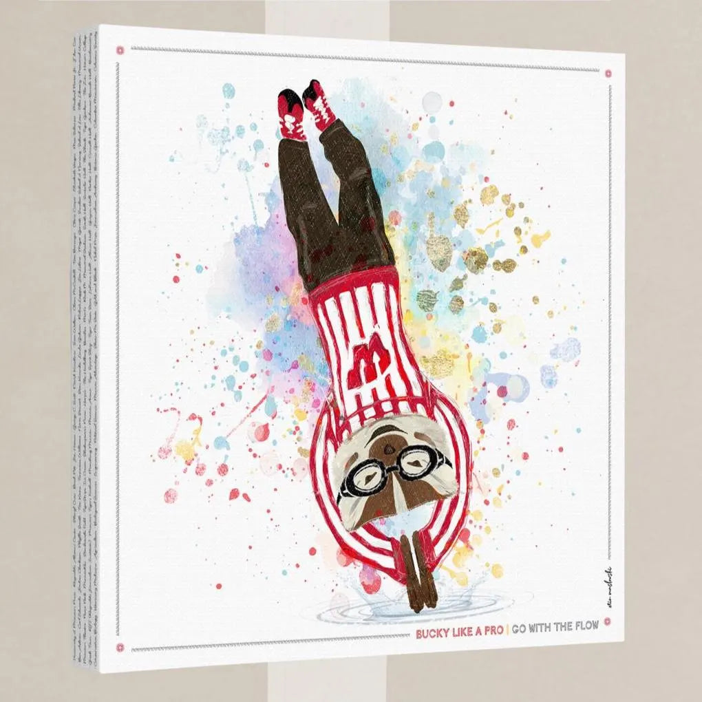 UW Bucky Badger Go with the Flow Art: Wisconsin Diving Canvas Print