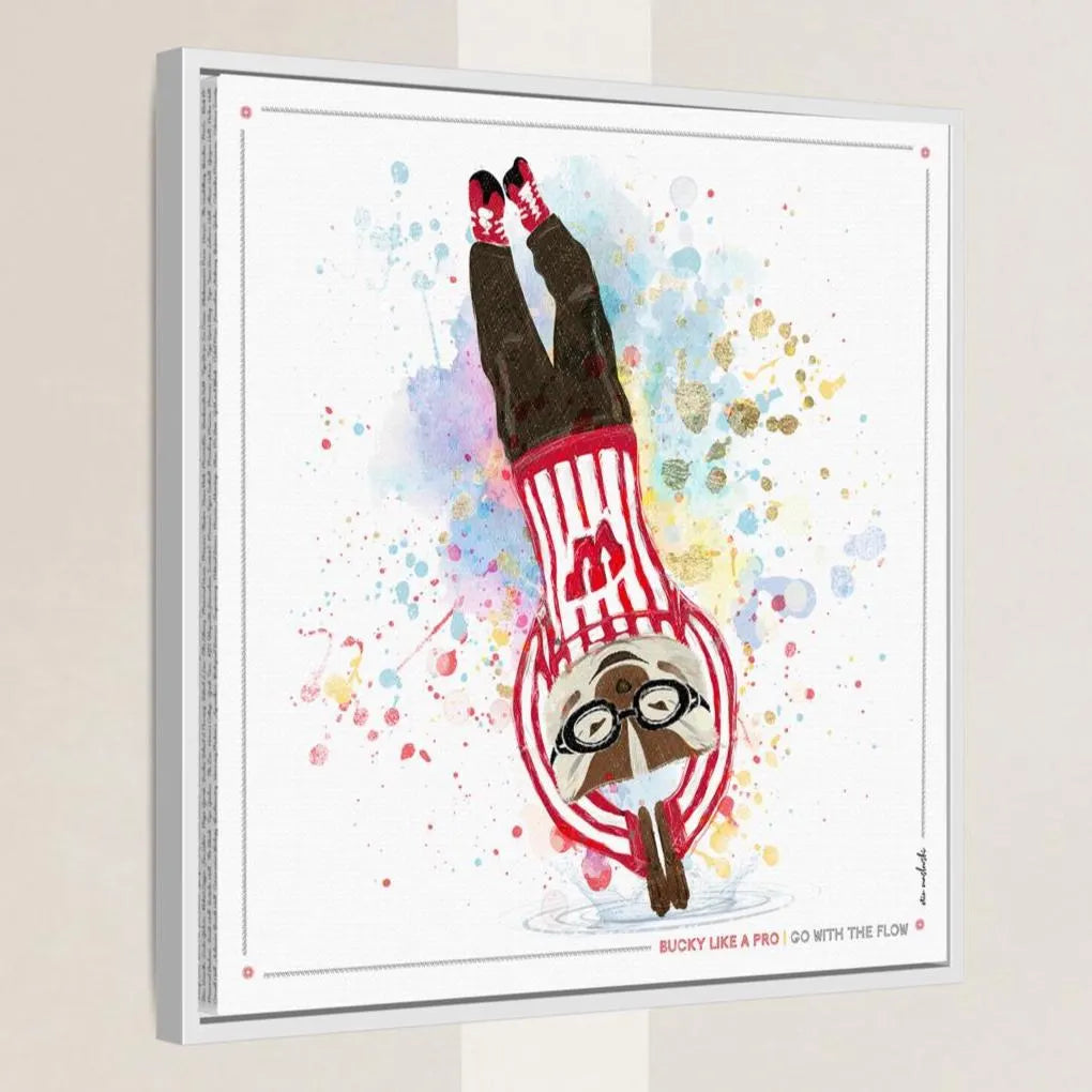 UW Bucky Badger Go with the Flow Art: Wisconsin Diving Canvas Print