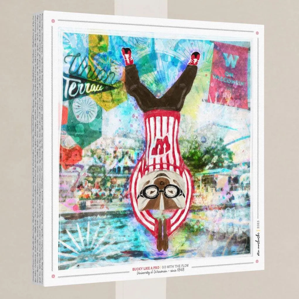 UW Bucky Badge Go with the Flow Art: University of Wisconsin Union Terrace Canvas Print
