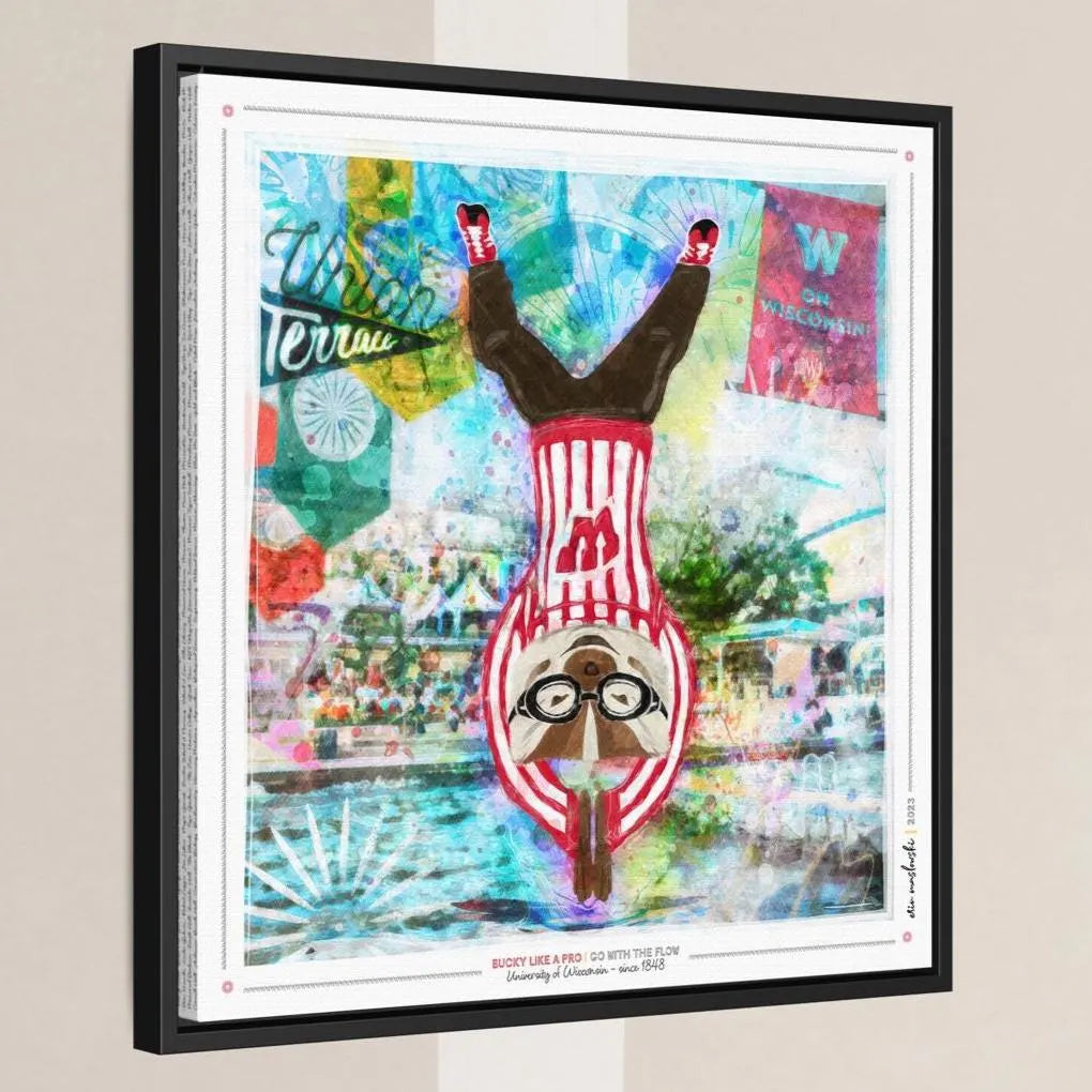 UW Bucky Badge Go with the Flow Art: University of Wisconsin Union Terrace Canvas Print