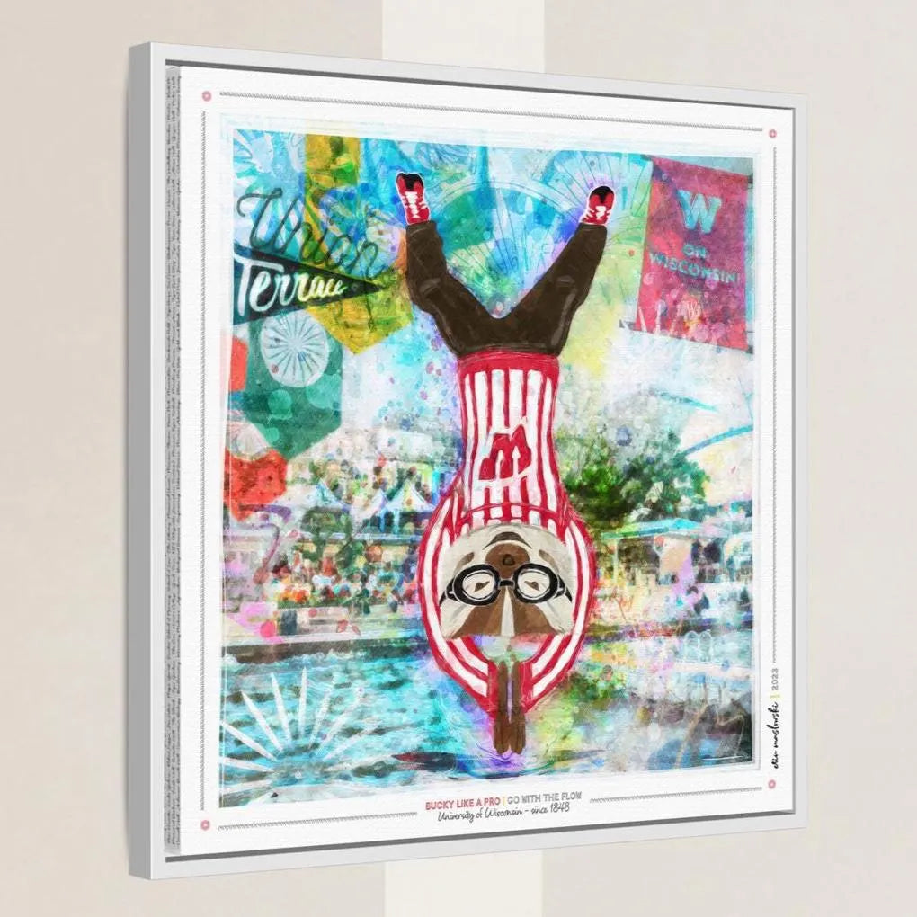 UW Bucky Badge Go with the Flow Art: University of Wisconsin Union Terrace Canvas Print