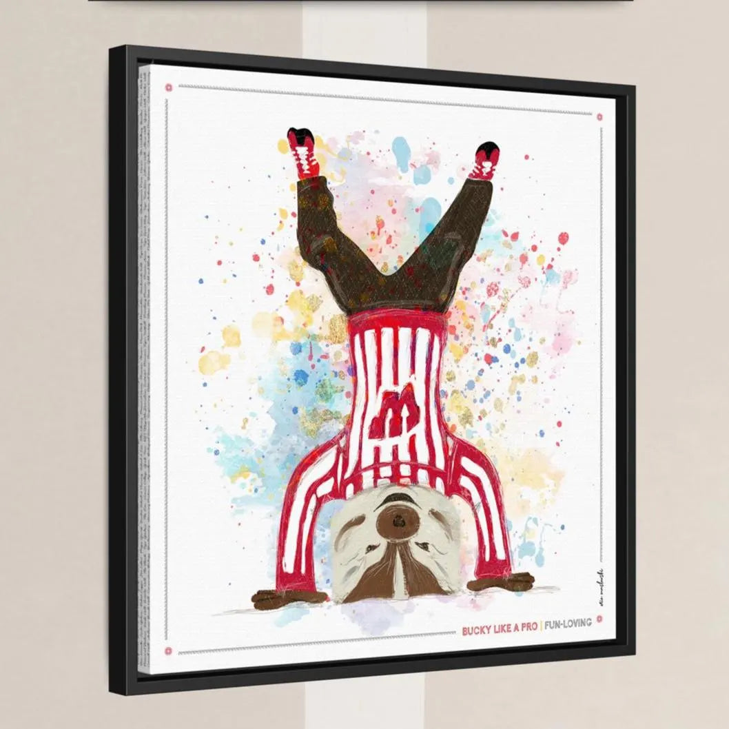 UW Bucky Badger Headstand Art: Wisconsin Fun Loving Canvas Print