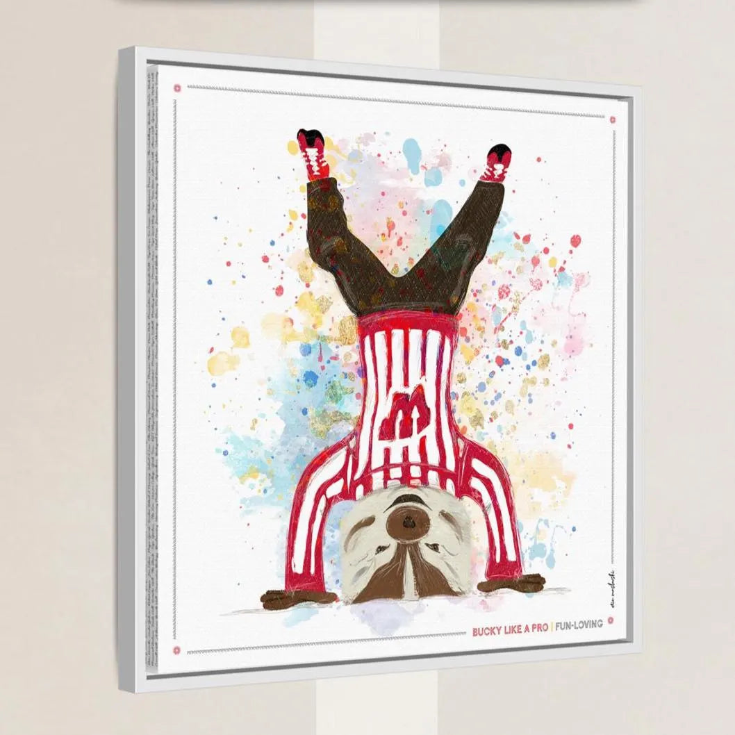 UW Bucky Badger Headstand Art: Wisconsin Fun Loving Canvas Print