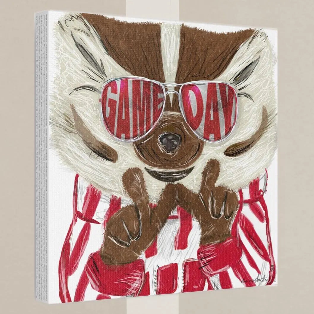 UW Bucky Badger Game Day Art: Wisconsin "Throw the W" Canvas Print