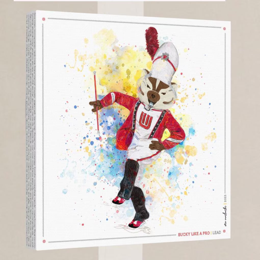 UW Bucky Badger Drum Major Art: Wisconsin Lead Canvas Print