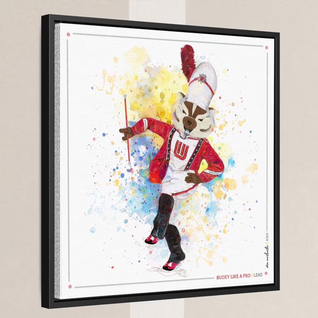 UW Bucky Badger Drum Major Art: Wisconsin Lead Canvas Print