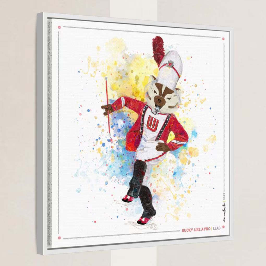 UW Bucky Badger Drum Major Art: Wisconsin Lead Canvas Print