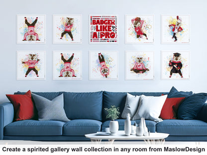 UW Bucky Badger Just Breathe Art: Wisconsin Splatter Paint Canvas Print