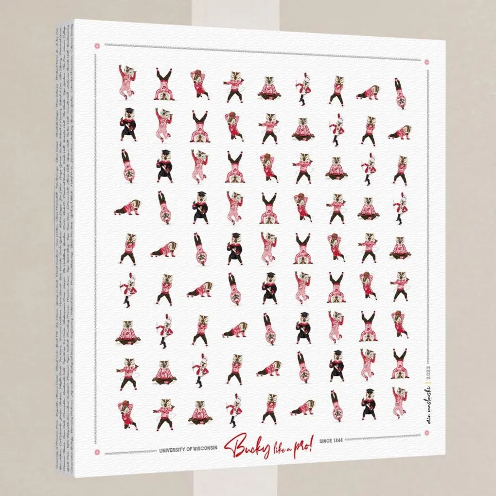 Bucky Badger Pattern Art: Wisconsin Mascot Moves Canvas Print