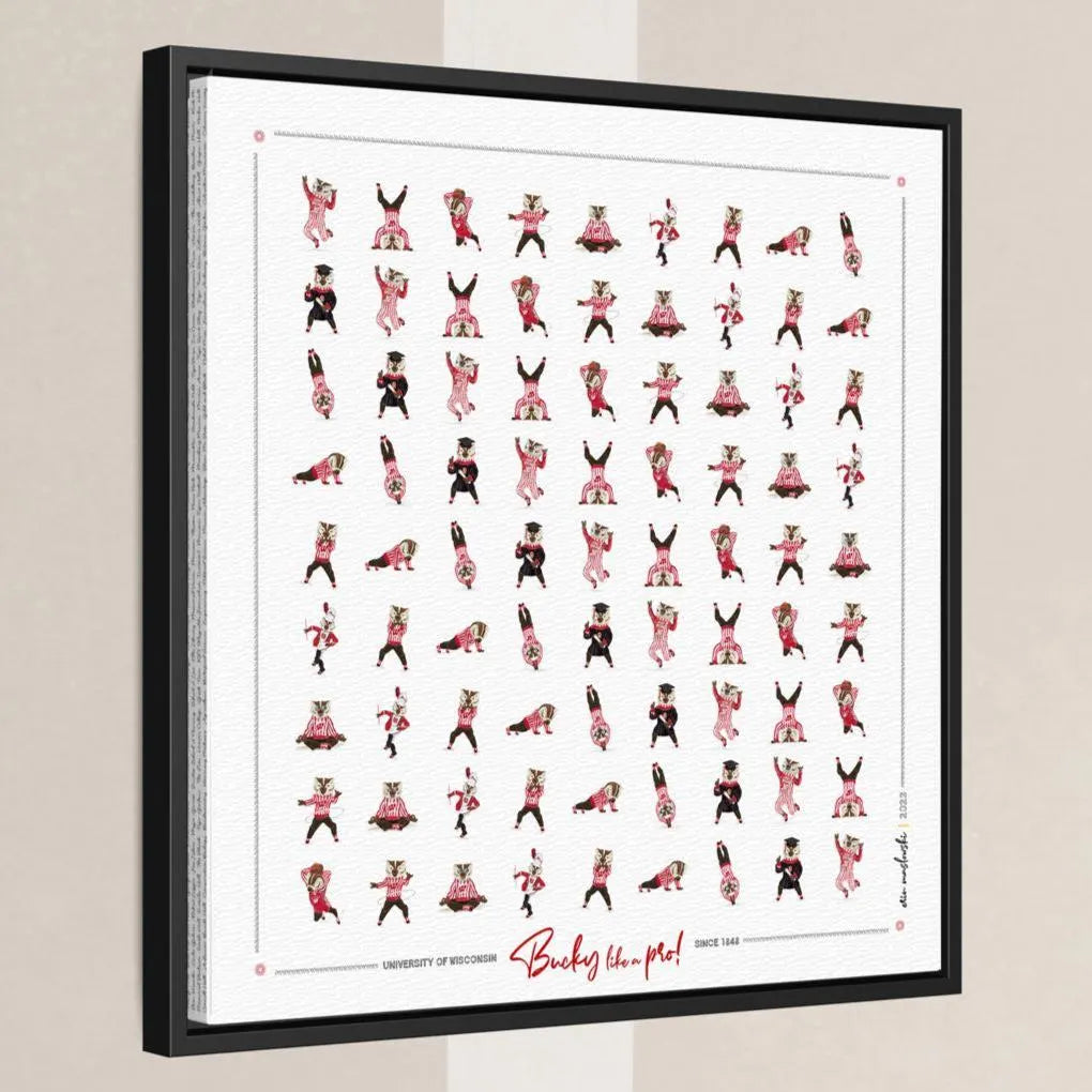 Bucky Badger Pattern Art: Wisconsin Mascot Moves Canvas Print