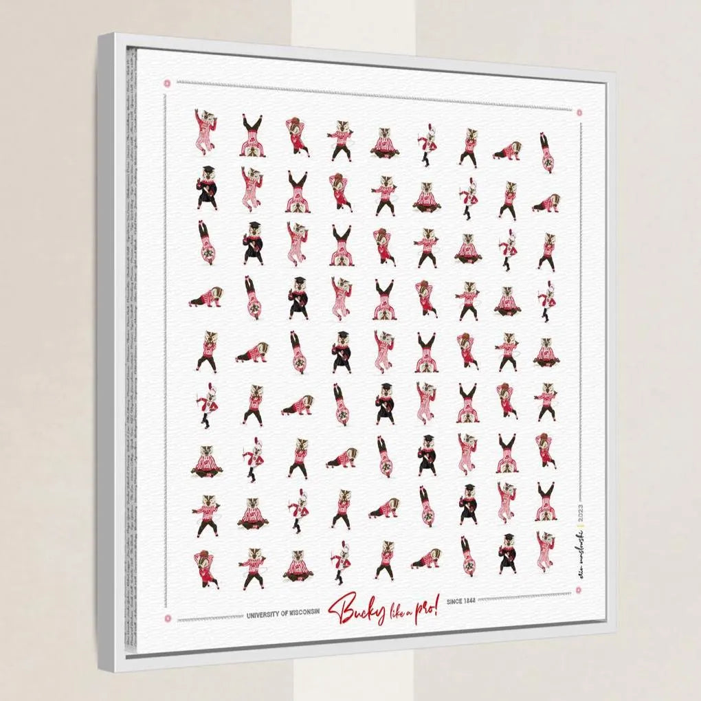 Bucky Badger Pattern Art: Wisconsin Mascot Moves Canvas Print