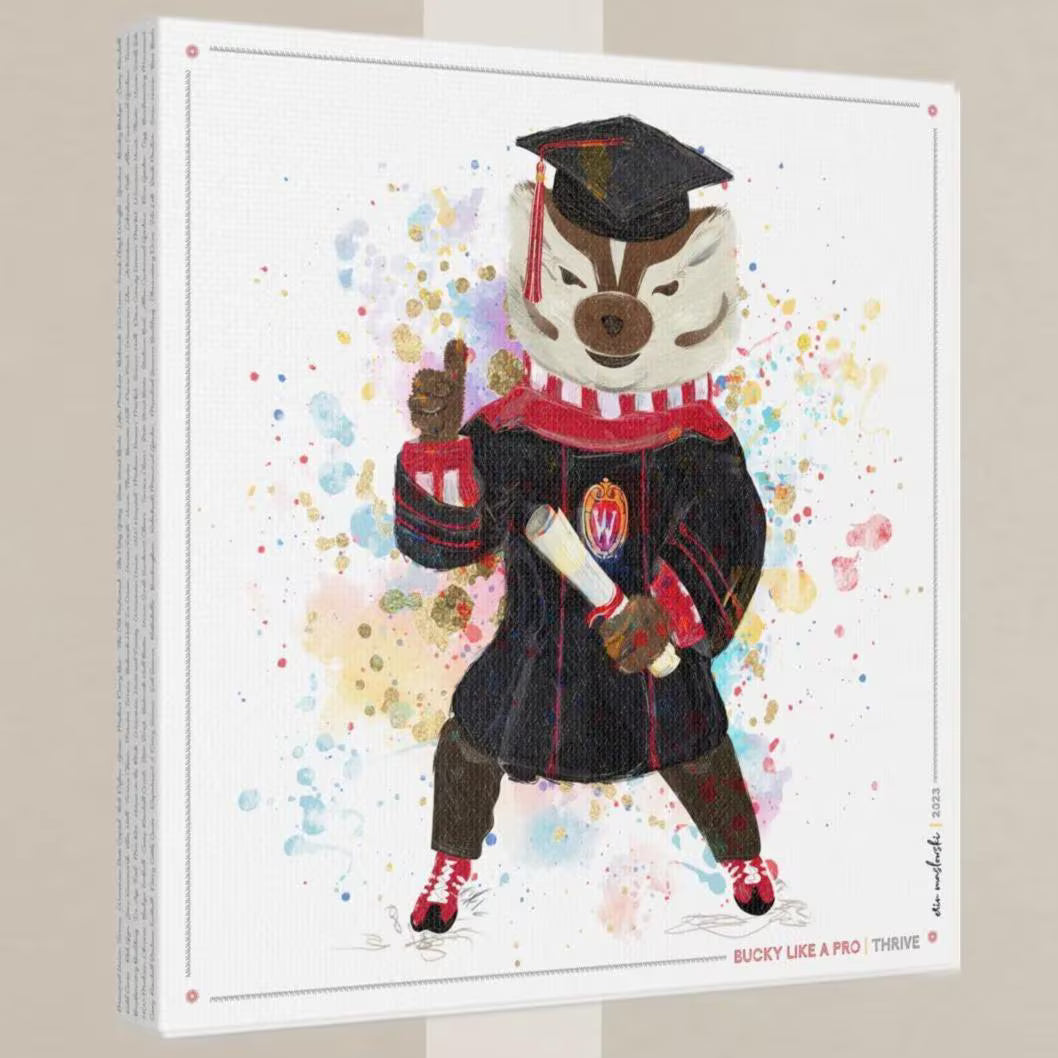 UW Bucky Badger Graduation Art: Wisconsin Thrive Canvas Print