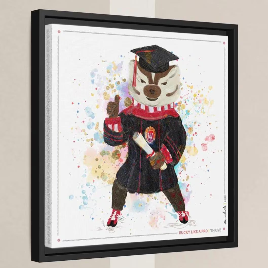 UW Bucky Badger Graduation Art: Wisconsin Thrive Canvas Print