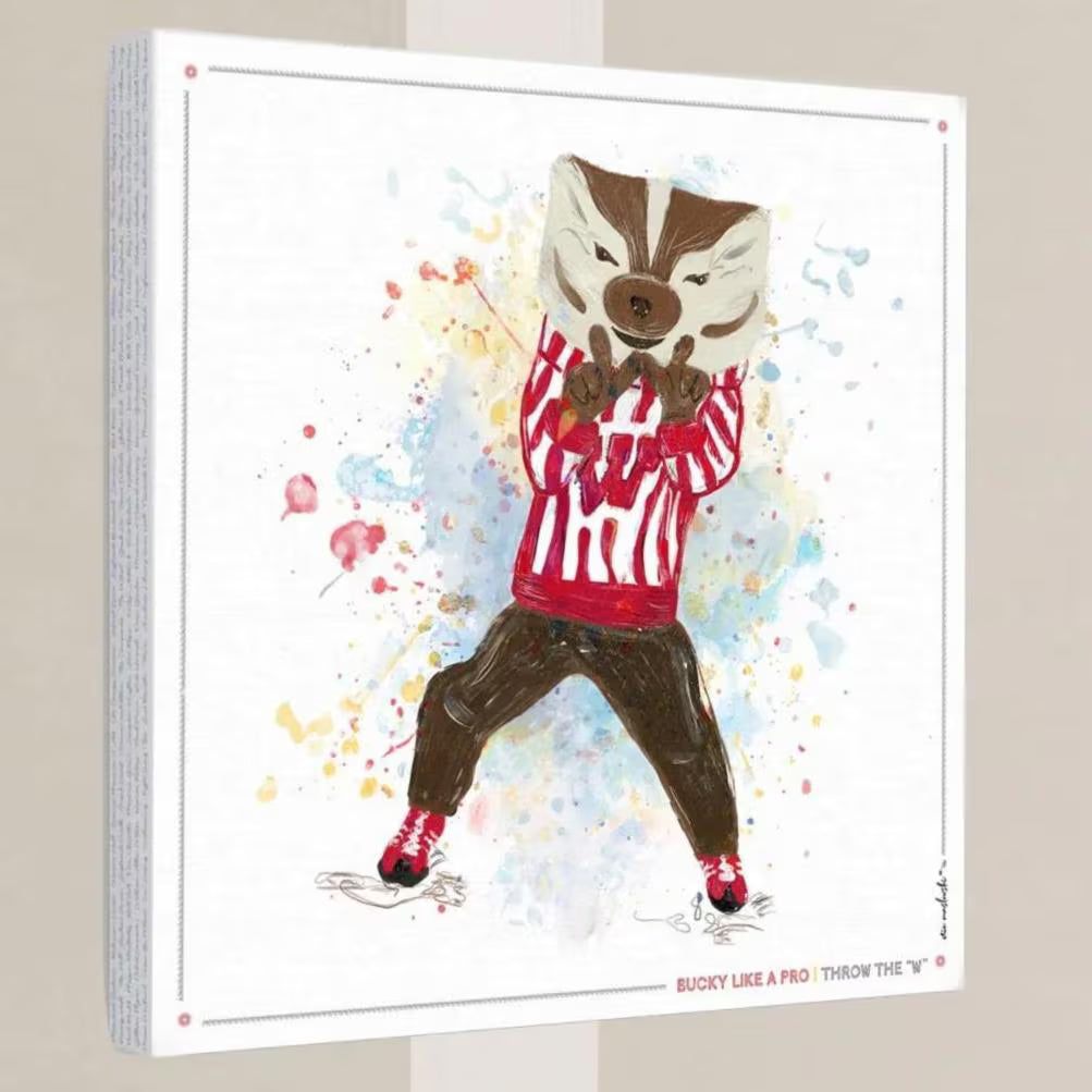 UW Bucky Badger Throw the W Art: University of Wisconsin Canvas Print