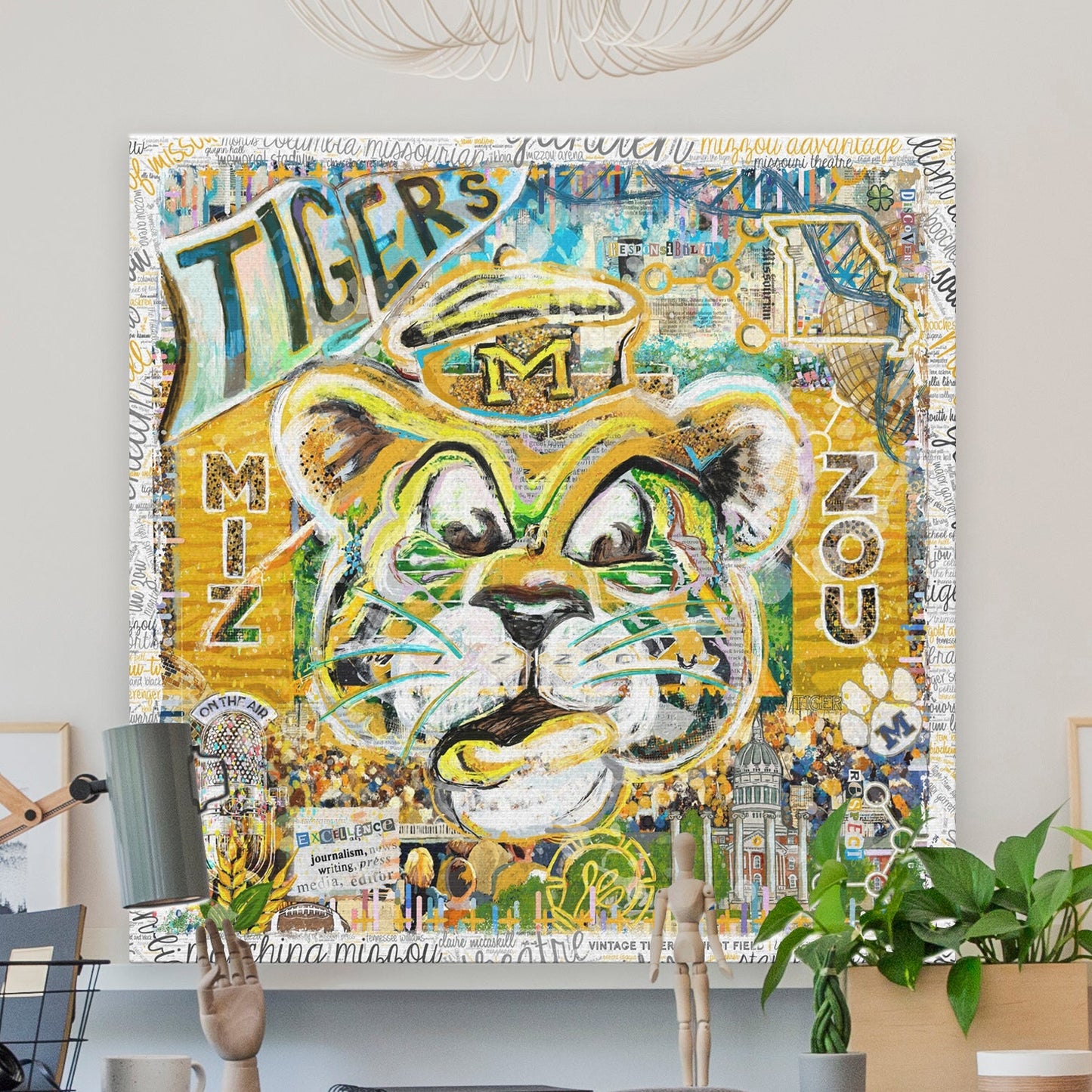 MU Vintage Mizzou Truman Tiger Art: Faurot Field Missouri Canvas Print