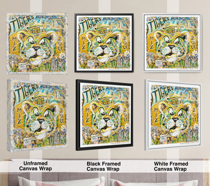 MU Vintage Mizzou Truman Tiger Art: Faurot Field Missouri Canvas Print