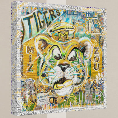 MU Vintage Mizzou Truman Tiger Art: Faurot Field Missouri Canvas Print