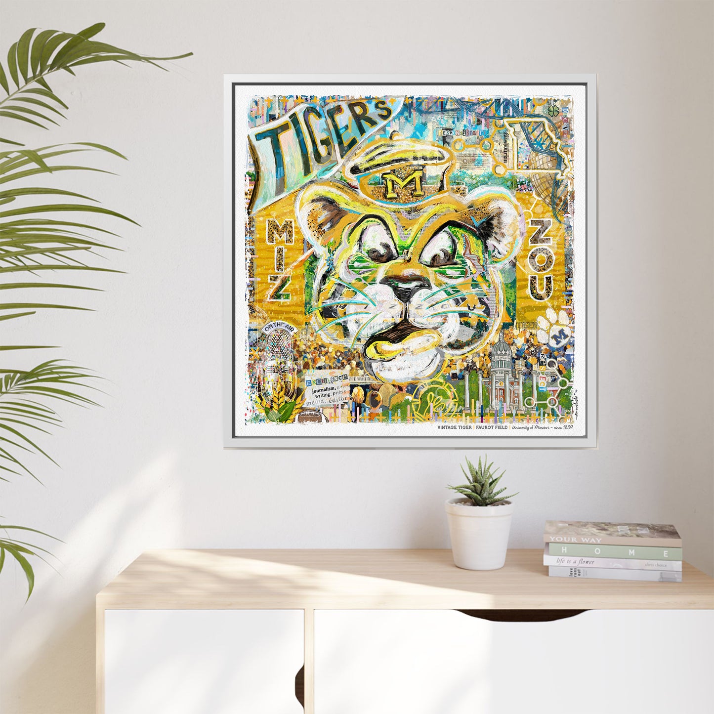 MU Vintage Mizzou Truman Tiger Art: Faurot Field Missouri Canvas Print