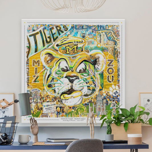 Vintage Mizzou Truman Tiger, Faurot Field, Missouri Painting