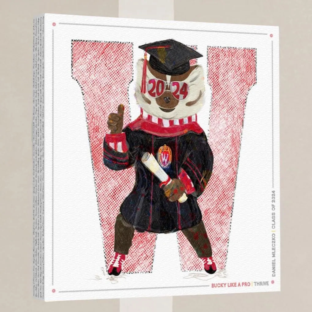 UW Personalized Bucky Badger Graduation Art: Wisconsin Canvas Print