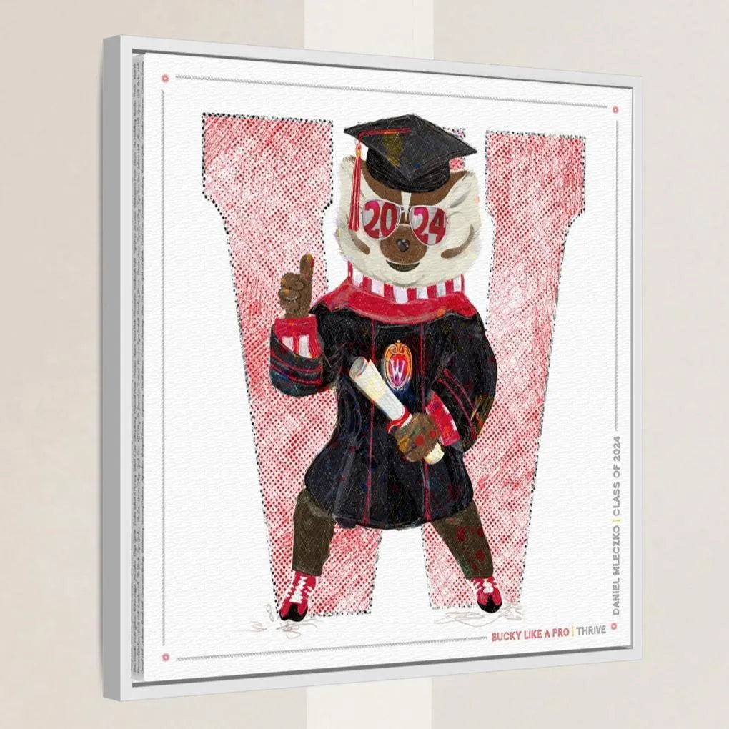 UW Personalized Bucky Badger Graduation Art: Wisconsin Canvas Print