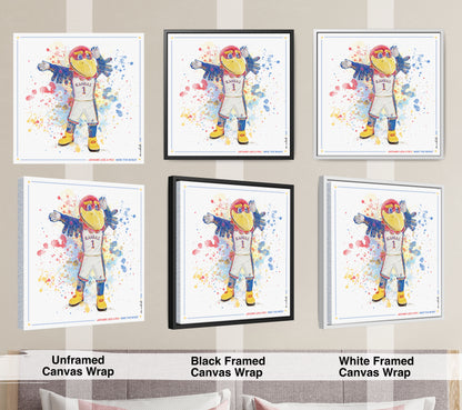 KU Jayhawk Wave the Wheat Art: University of Kansas Splatter Paint Canvas Print