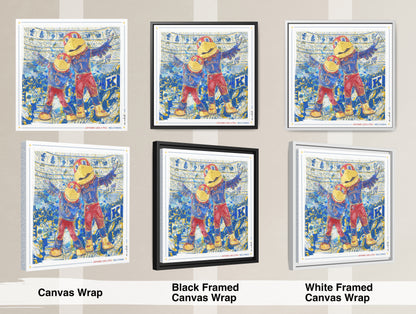 KU Jayhawk Welcoming Art: University of Kansas Big Jay and Baby Jay Sketches Canvas Print