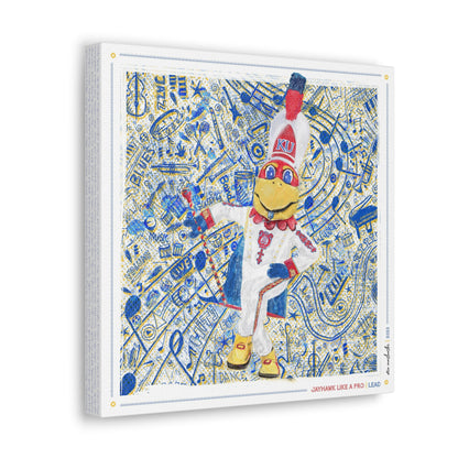 KU Jayhawk Lead Art: University of Kansas Drum Major Sketches Canvas Print