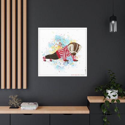 UW Bucky Badger Push-Ups Art: University of Wisconsin Strong Splatter Canvas Print