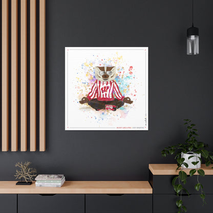 UW Bucky Badger Just Breathe Art: Wisconsin Splatter Paint Canvas Print