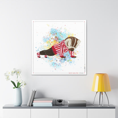 UW Bucky Badger Push-Ups Art: University of Wisconsin Strong Splatter Canvas Print